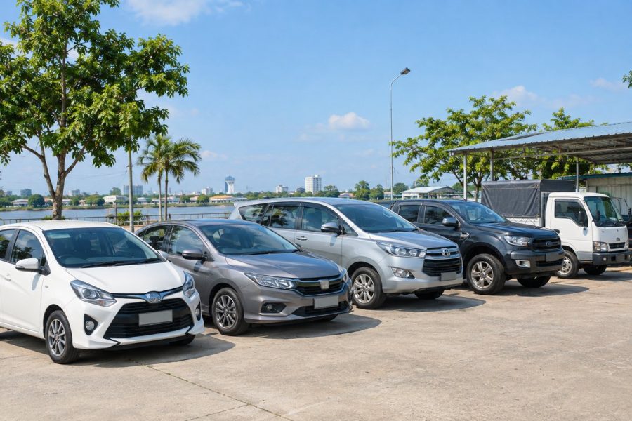 Hatchback, sedan, MPV 7 chỗ, bán tải và xe tải nhẹ trong bãi xe cũ